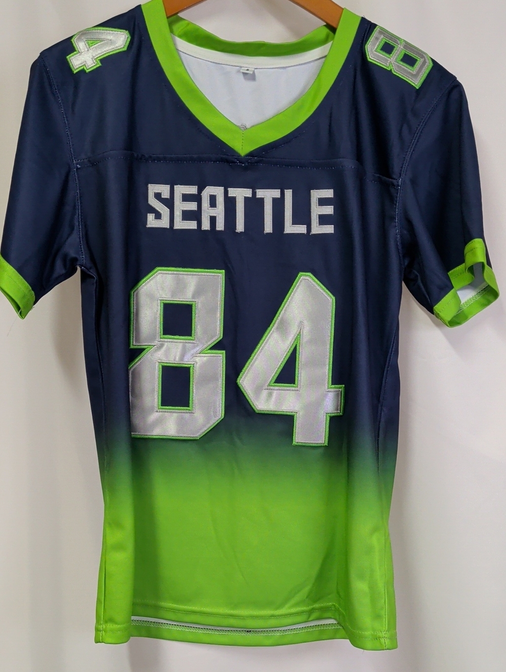 Seattle Seahawks, Custom/NoveltyFootball Jersey 84 - Lorraine Navy & Neon Green